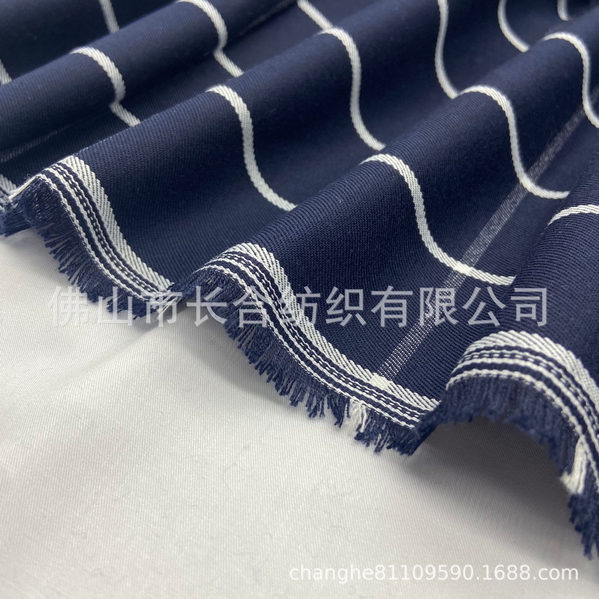 Tr Draped Thick Yarn-Dyed Suit 265g Blue and White Plaid Suit Woven Fabric Business Skirt