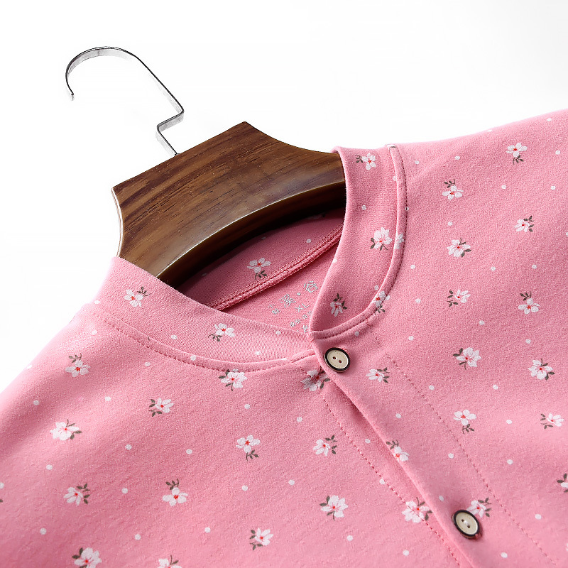 Elderly Women's Autumn Cardigan, Pure Cotton, Open-Front, Buttoned, Floral Pattern, Double-Breasted, Middle-Aged and Elderly Mother's Style, Thickened for Warmth