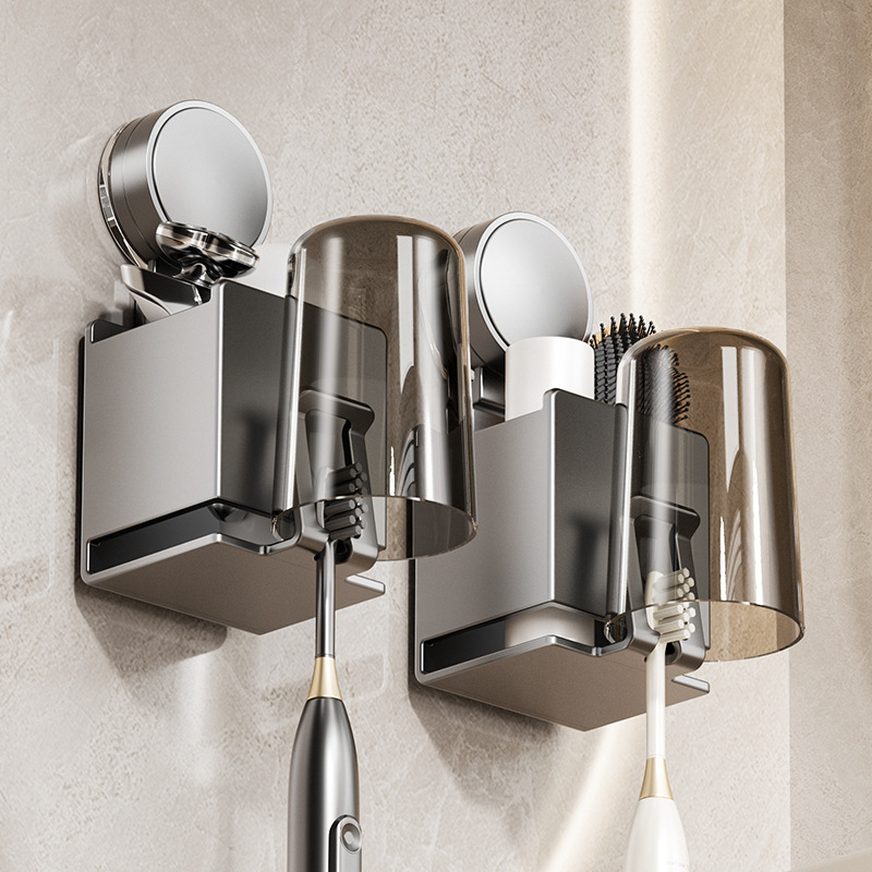 Держатель для одной зубной щетки с присоской, настенный из алюминия без сверления