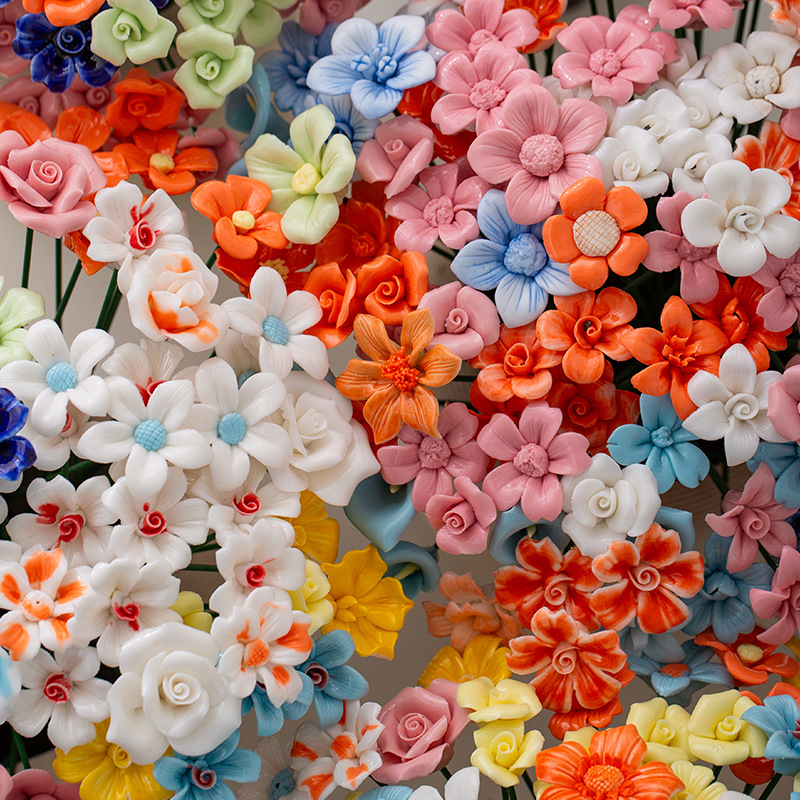 Ceramic flower hand-kneaded flower branches eternal flower flower rose daisy mix multi-color small red book explosions