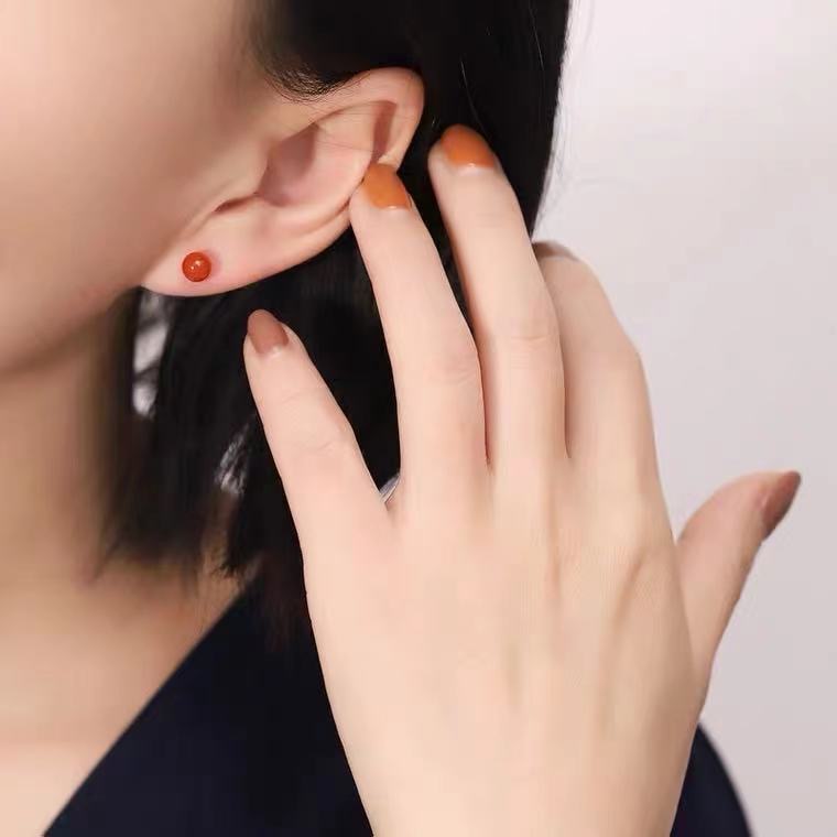 Yuyu Red Agate Earrings S925 Silver Bead Earrings Jewelry Simple Fashion Jewelry MN1122121