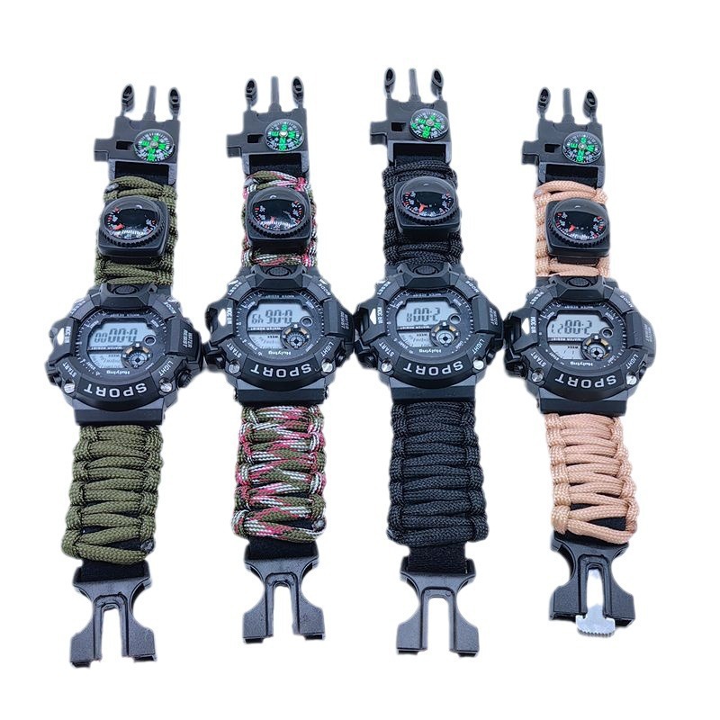 Outdoor Multifunctional Paracord Watch, Freely Adjustable Seven-Core Paracord Mountaineering Watch, Survival Watch Wholesale