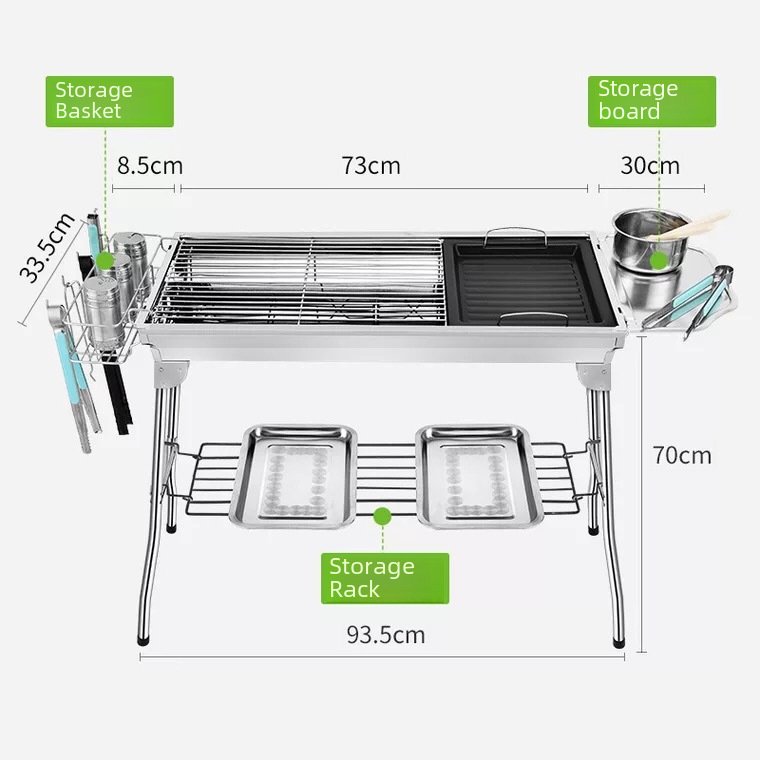 Barbecue Grill Household Large Stainless Steel Barbecue Camping Style Barbecue Stove Outdoor Foldableing Portable Barbecue Grill