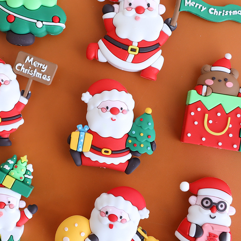[Original] Christmas cake decoration soft rubber semi-three-dimensional Santa Claus Christmas tree soft rubber plug-in card