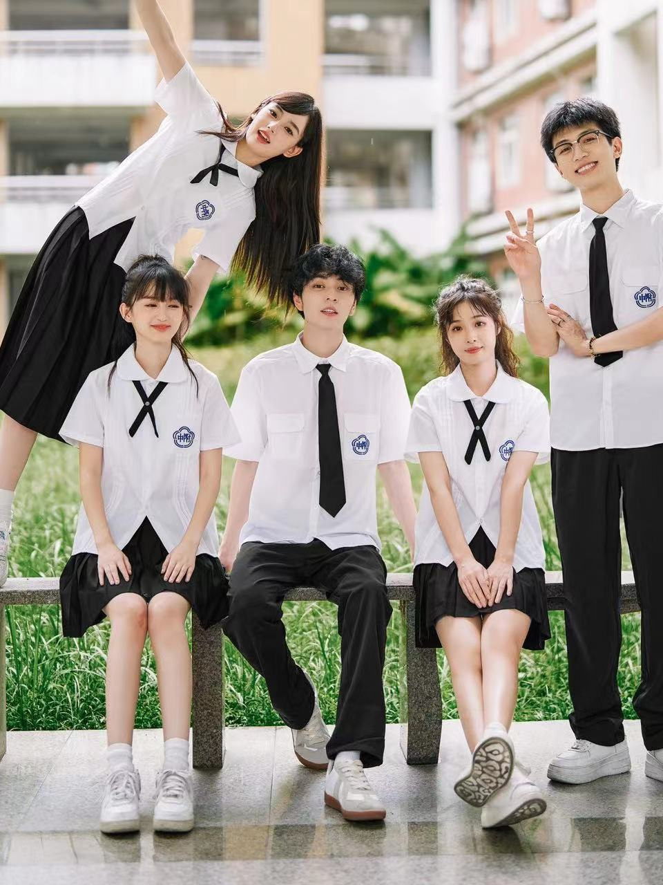 Taiwan school uniform suit attached jk uniform for middle school students white shirt junior and senior high school students college graduation photo summer class uniform