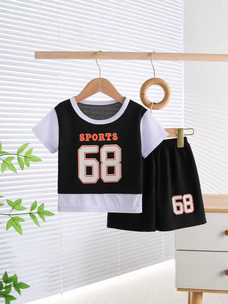 Boys' Summer Two-Piece Set 2026 New Children's Summer Sportswear Boys' Stylish Loose Suit Wholesale