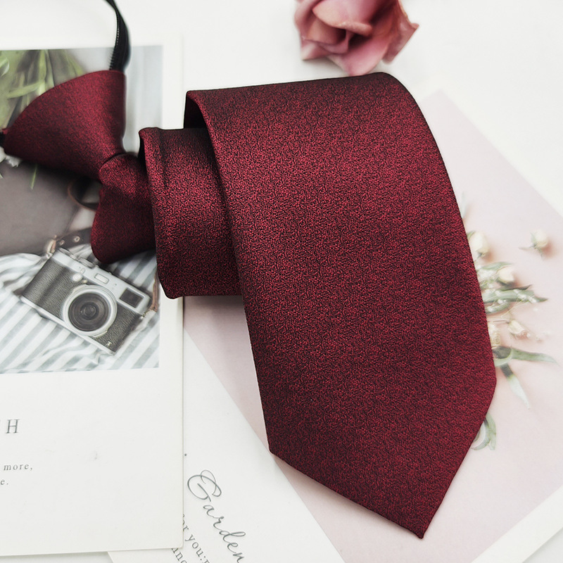 Factory In-Stock Zipper Tie Men's Formal Business 8cm Lazy Tie Red Black Striped Workplace Striped Tie