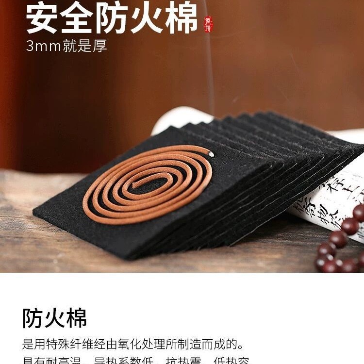 Incense Burner Black Aluminum Foil Flame-Retardant Cotton Incense Cotton Flame-Retardant Pad Insulation Cotton Fire-Proof Aromatherapy Box Fire-Proof Cotton Mosquito-Repellent Cotton
