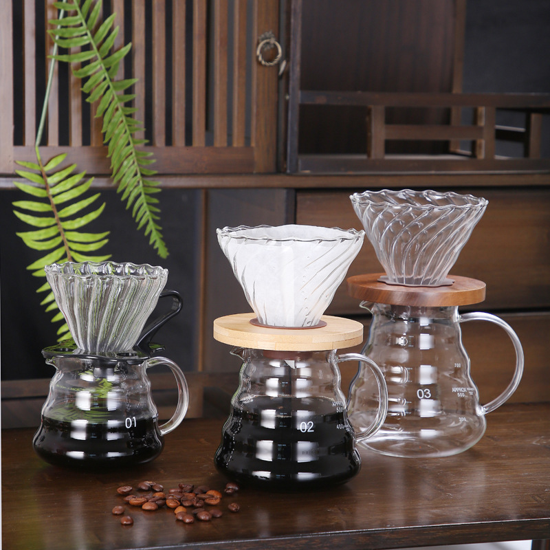 Hand coffee pot cloud pot suit simple transparent household glass coffee filter cup filter sharing pot mocha pot