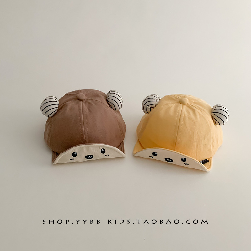 Baby hat super cute cute bear cap spring and autumn thin boys and girls baby baseball cap sunscreen spring tide