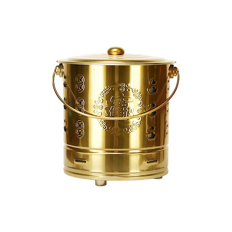 Stainless Steel Gold-Burning Barrel for Home Use, Treasure Barrel for Burning Paper Money, Gold-Burning Furnace, Ingot Barrel, Treasure-Burning Container, Incense Burner