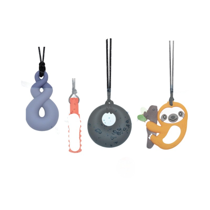 Factory Direct Sales Shark Tooth Autism Chewing Necklace Teether Silicone Shark Teether Deciduous Tooth Soft Rubber Chew