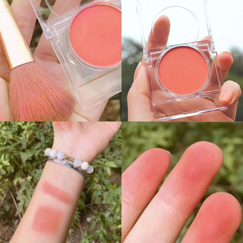 Blush Palette Student Girl Heart Waterproof Small Square Highlight Two-in-one Rouge Sieve Red Contouring Pearlescent Beginner