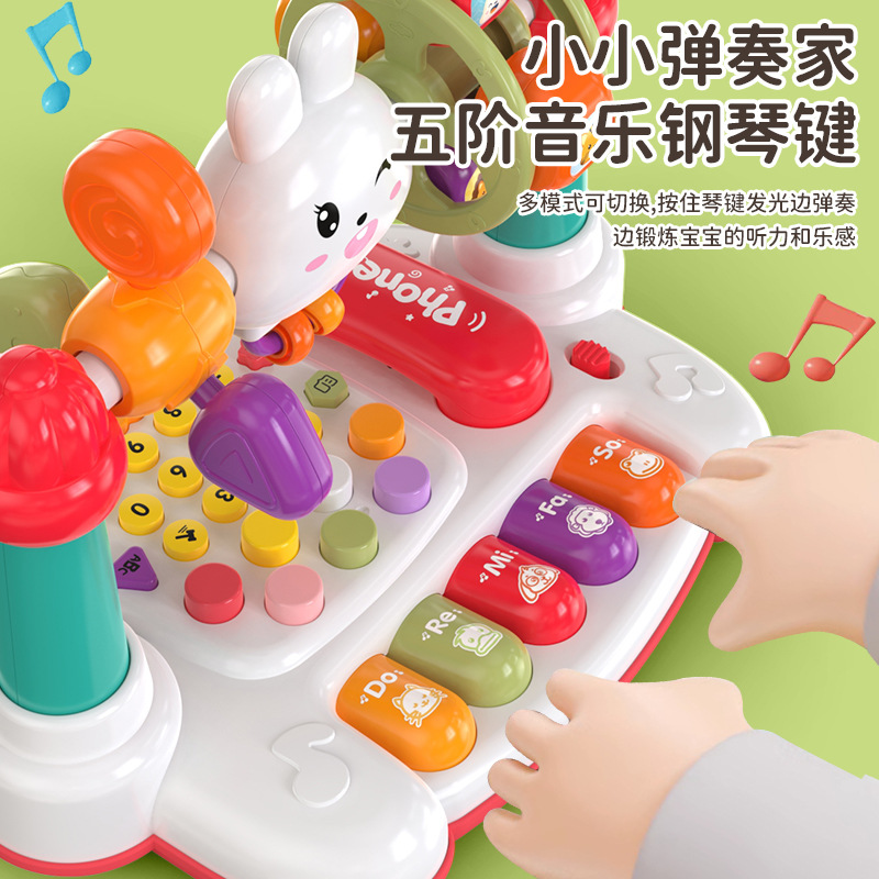 Children's multi-functional telephone to turn music to play piano sound and light music to tell stories boys and girls early education toys wholesale