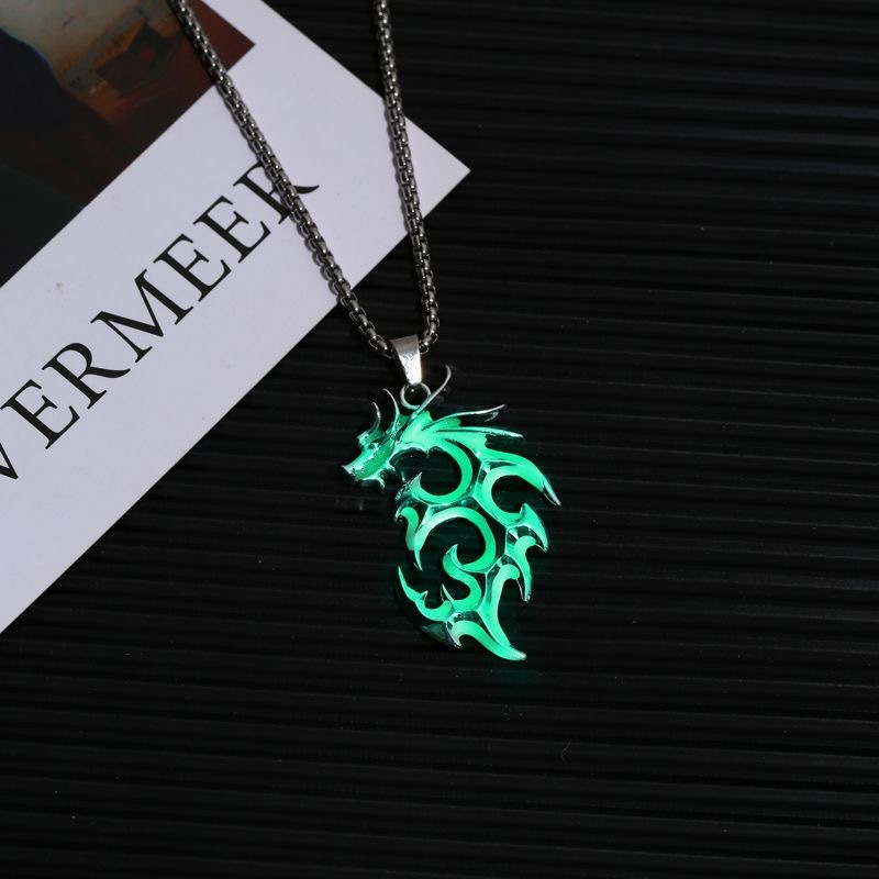 Light flame Dragon Wolf King necklace hip hop men and women ins personality disco jumping pendant couple design sense neck chain fashion