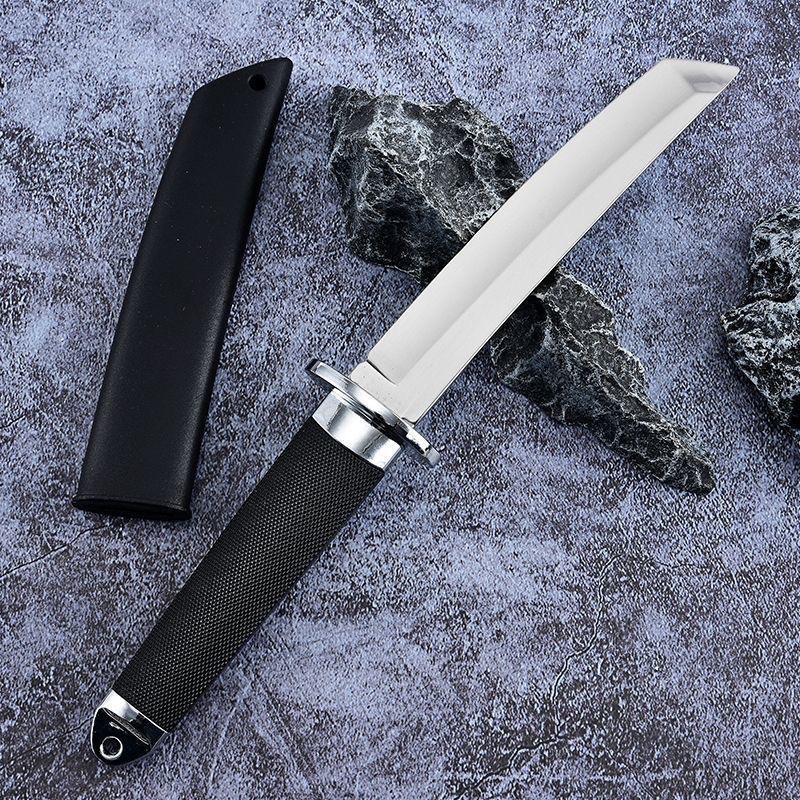 Camping Outdoor Straight Knife Field Tactical Survival Knife Integrated Keel Knife Three-American Japanese Style Knife Portable Camping Tactical Knife