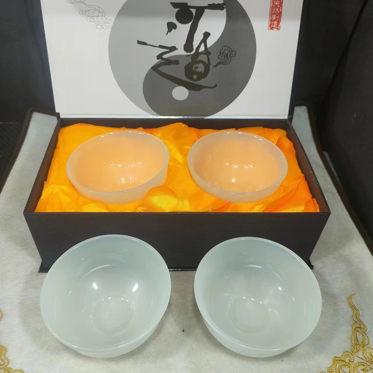 Stone Buddha Temple Factory Wholesale White Jade Jade Bowl Health Jade Bowl Topaz Health Jade Bowl Ornaments Craft Gifts