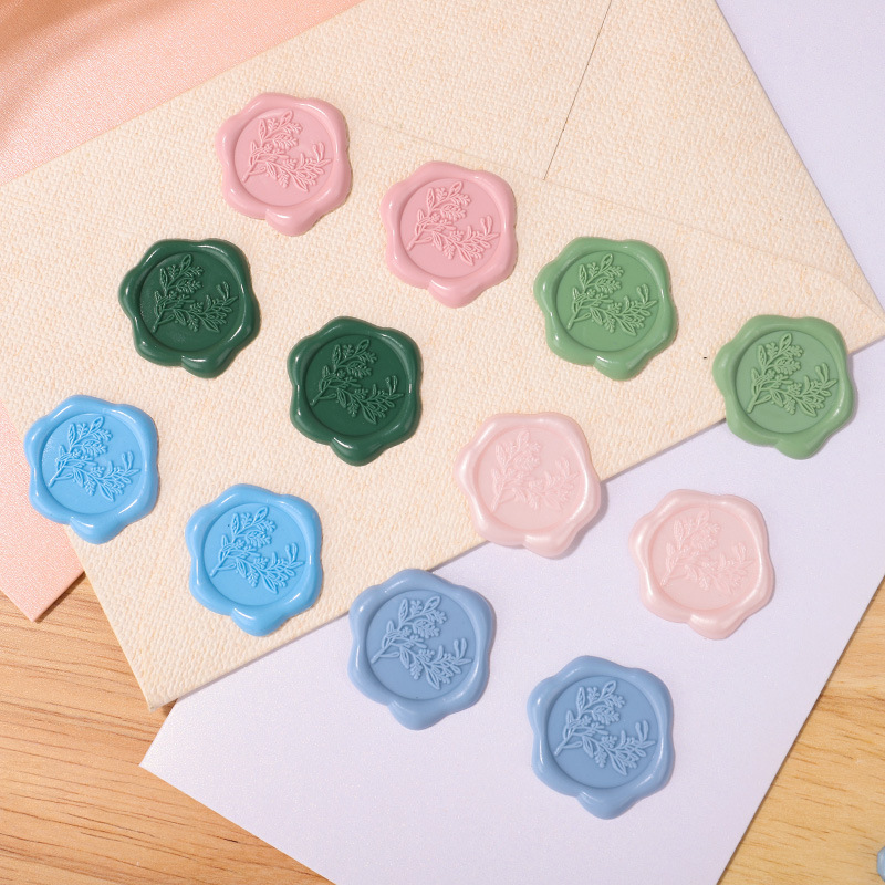 Cross-border Macaron Color Fire Paint Wax Label Seal Sticker Embossed Wax Seal Wedding Invitation Card Paint Seal