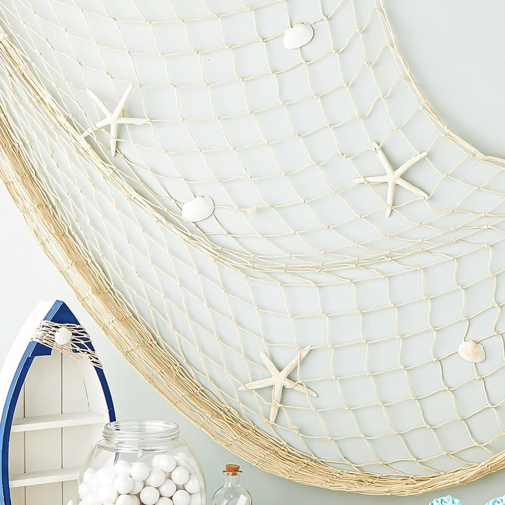 Mediterranean decorative fishing net thick line cotton and hemp rope shell net kindergarten background wall creative photo decorative hanging net