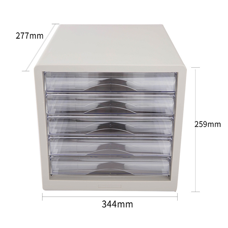 Deli 9775 Five-layer Hard Plastic File Cabinet Desktop Plastic Drawer Cabinet Data Sorting Office Storage Cabinet Black Grey
