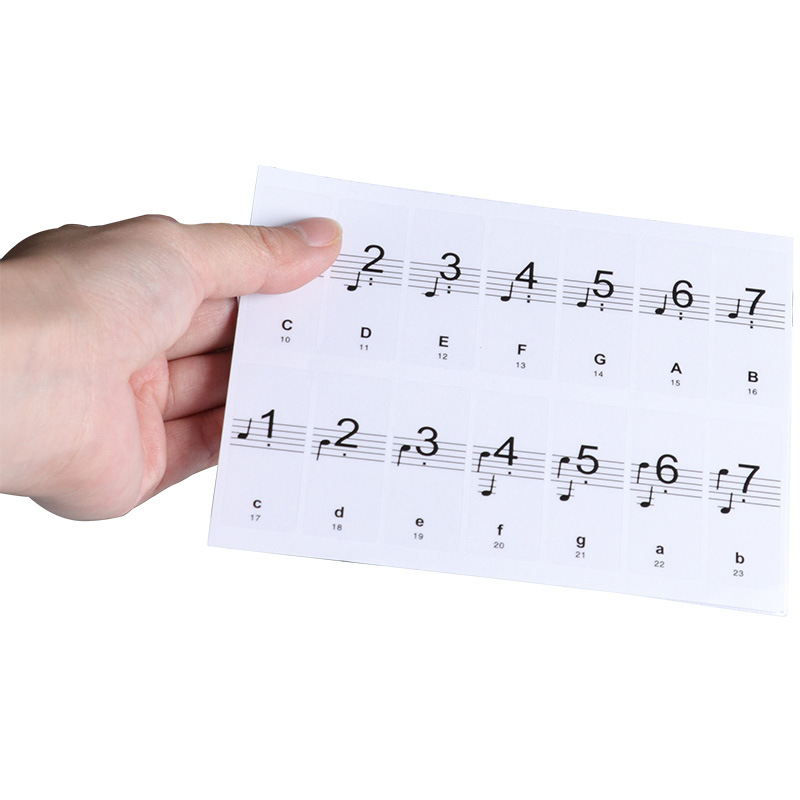 Piano Sticker 88-Key Transparent 61/54 Digital Keyboard Keyboard Sticker Phonetic Symbol Sticker Note Five-Line Simple Notation Free of Stick for Beginners