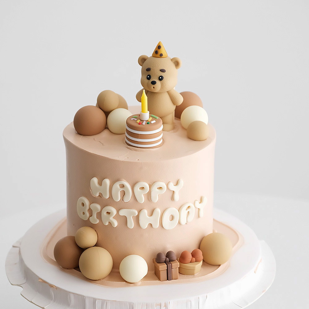 Ins Style Golden Silver Soft Glue Blowing Candle Bear Doll Ornaments Gift Box Ornaments Ball Cake Decoration Cartoon