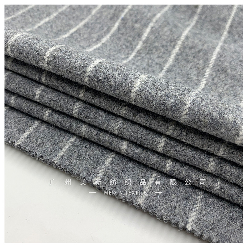 8856# medium striped woolen 600g coarse double-sided woolen fabric direct supply suit coat woolen fabric wholesale