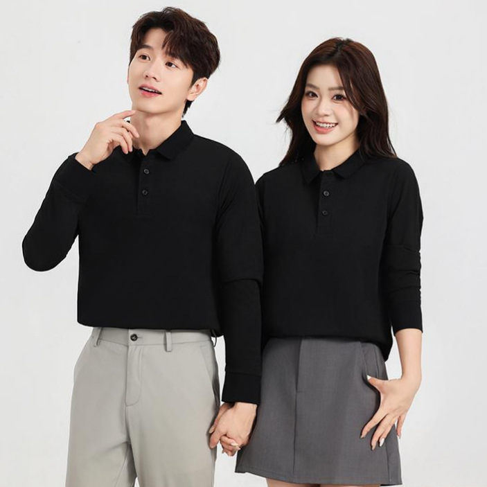 Autumn Long-Sleeved Work Clothes Custom Printed Logo Autumn and Winter Corporate Group Polo Shirt Lapel T-Shirt Work Clothes for Men and Women