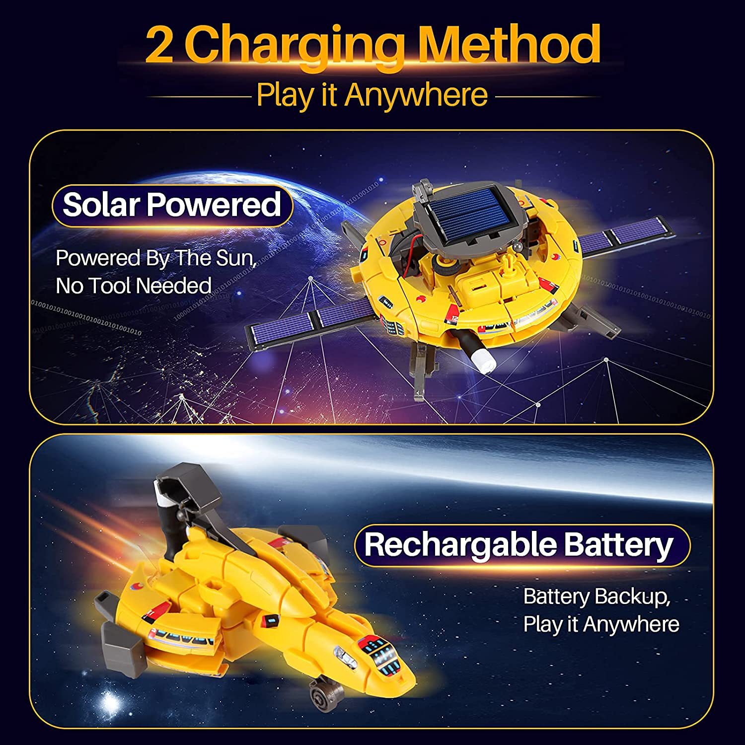 Cross-Border DIY Assembly Toy Six-In-One Self-Assembled Space Solar-Powered Building Block Car 6-in-1 Robot Space Trendy Toy