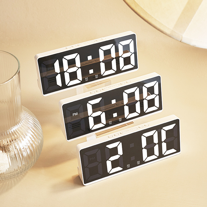 Two sets of alarm clock simple LED clock large screen digital clock bedroom bedside clock Korean fashion clock 6628