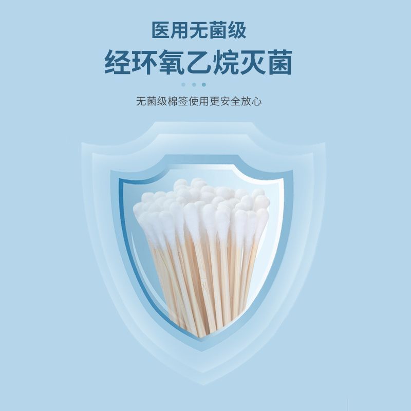 Medical Cotton Swabs, Sterile Medical Disposable Disinfection Cotton Swabs, Single-Head Ear-Picking Medical Cotton Swabs for Cleaning