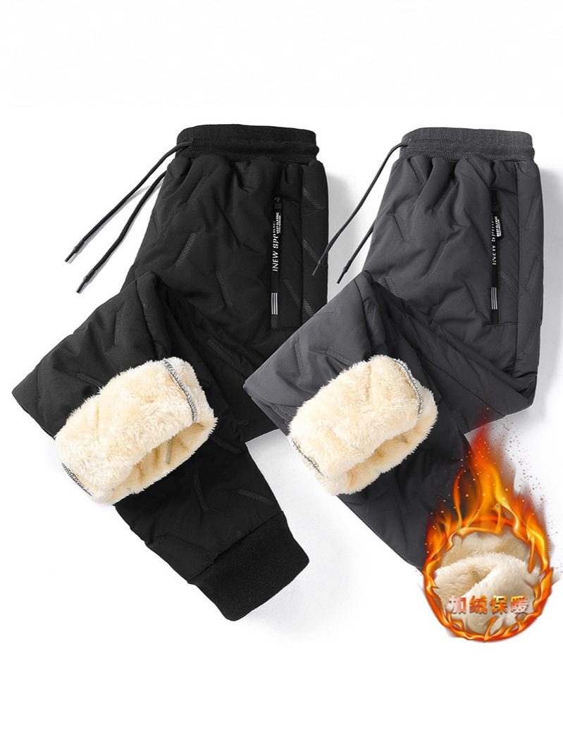 Men's Winter Cotton Pants Sports Lamb Fleece New Pants Fleece-Lined Thick Versatile Warm Winter Outdoor Fleece Pants