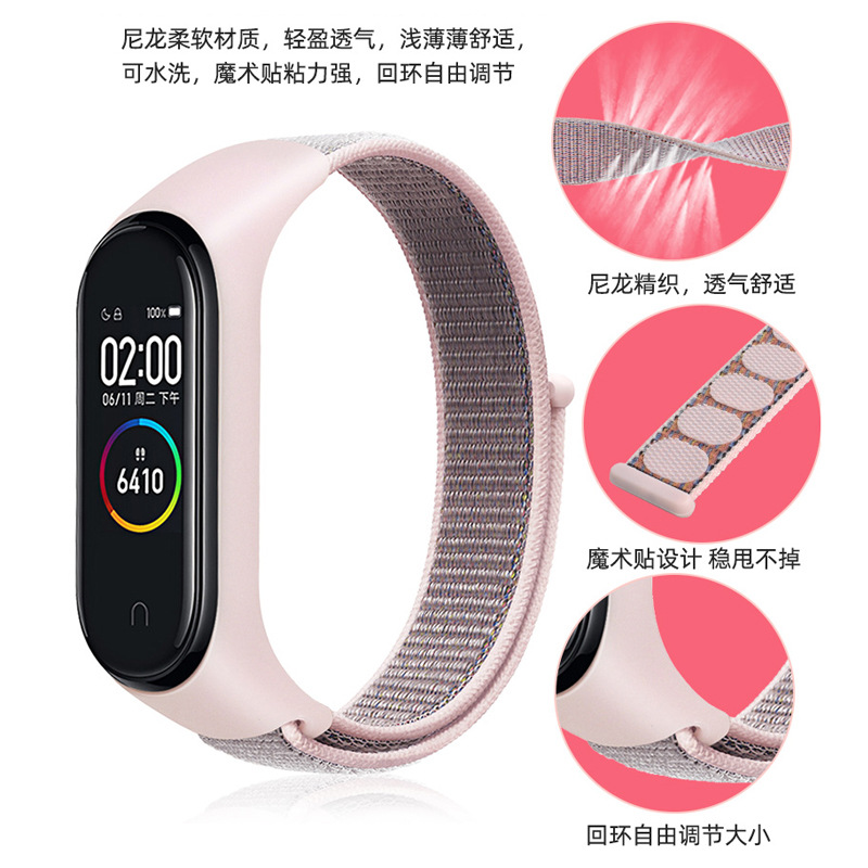 Suitable for Xiaomi Mi Band 10/9/8 Strap Velcro Nylon Loop Strap Mi Band Xiaomi Mi Band 34567