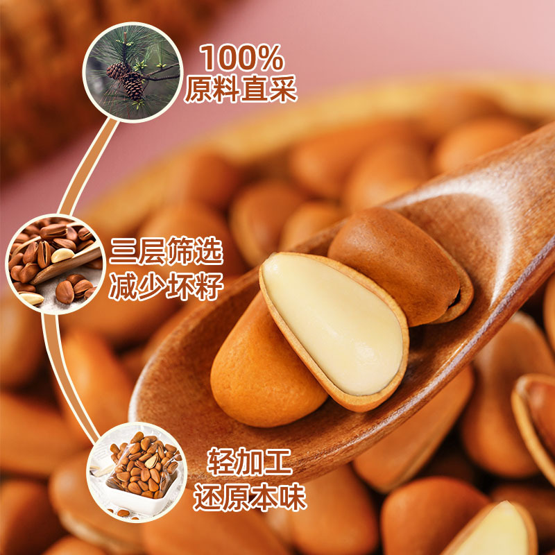New Northeast Pine Nuts Large Granules Wholesale Nuts Snack Factory Specialty Wild Open Hand Peel Dried Fruit