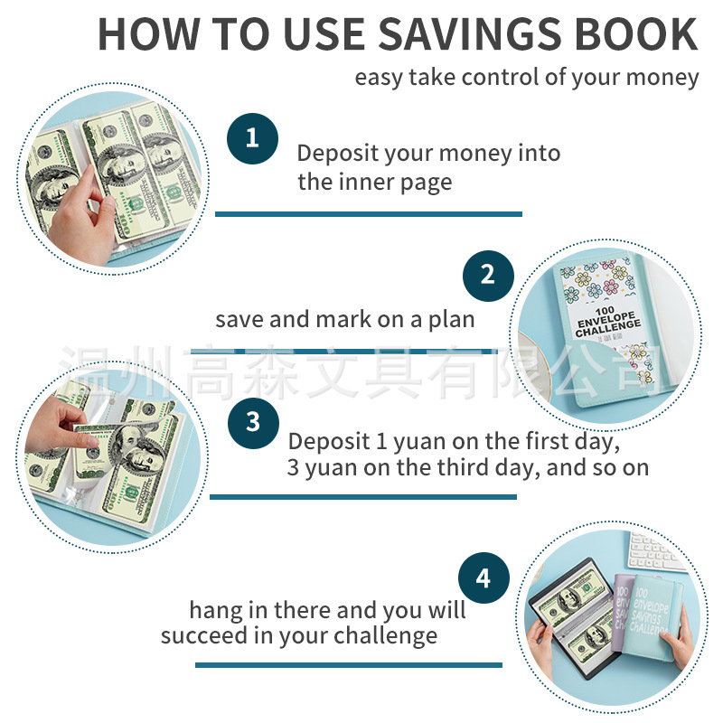 Cross-Border Popular 100 Days Money Saving Envelope Budgetstorage Book
