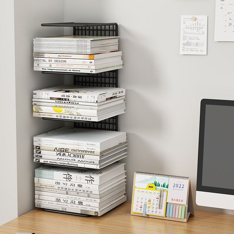 Iron Bookshelf Desktop Book Organizer Table Bedside Bay Window Simple Shelf Kidsren's Desk Storage Rack