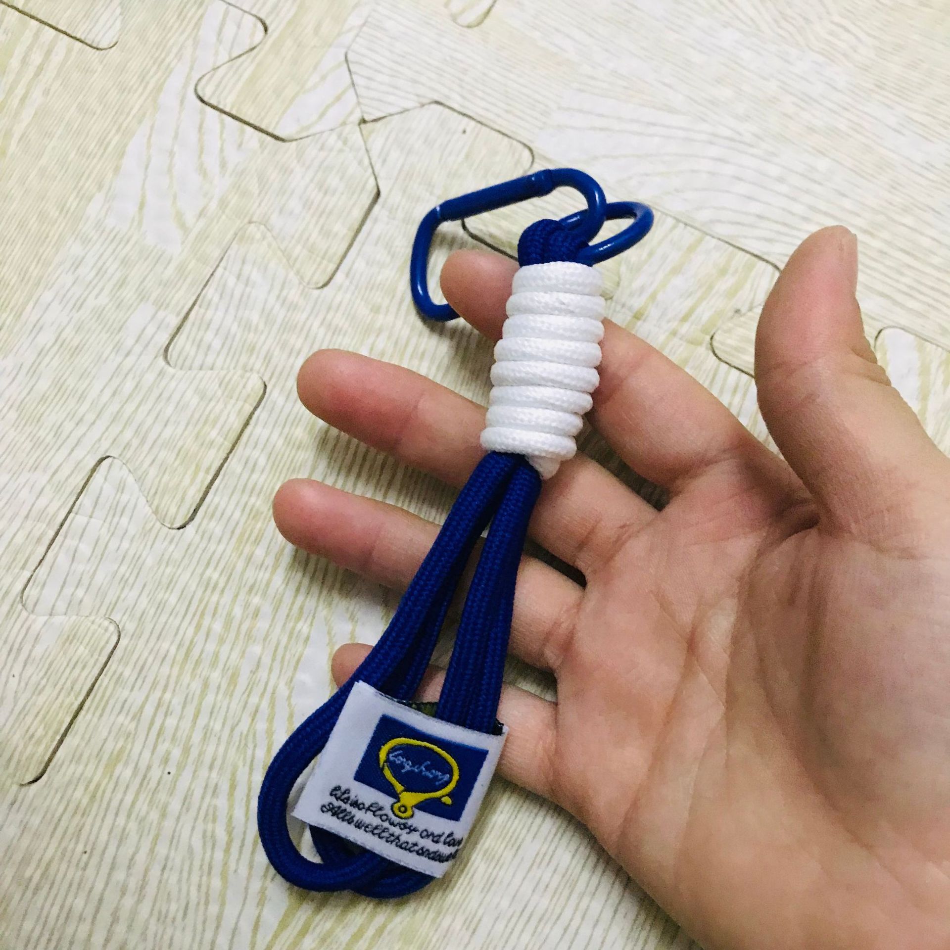 Nylon Braided Rope Men's and Women's Mountaineering Mouth Couple Keychain Mobile Phone Case Rope Bag Keychain Simple Contrasting Color Pendant