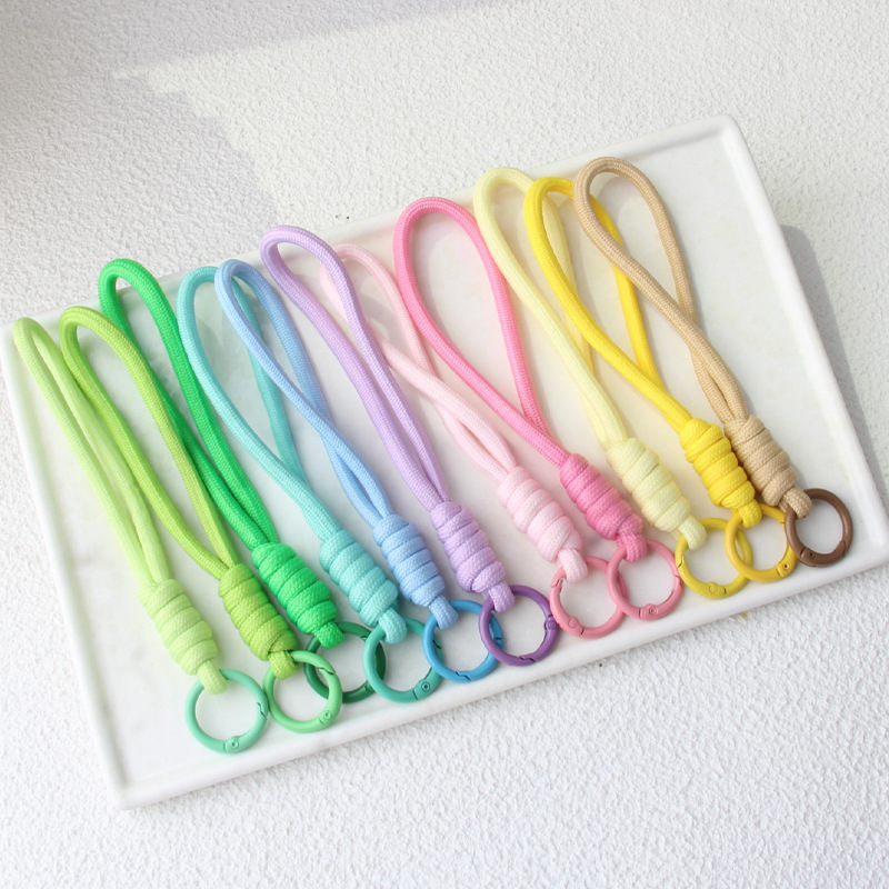 Solid Color Versatile Colorful Winding Creative Mobile Phone Toy Keychain Braided Rope Pendant Anti-Lost Lanyard Accessories