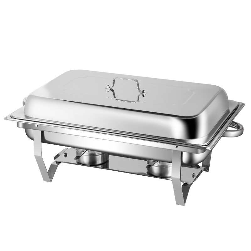 Stainless Steel Dining Stove Foldable Flip-Top Rectangular Hotel Cafeteria Dining Stove Alcohol Heating Insulated Buffet Stove