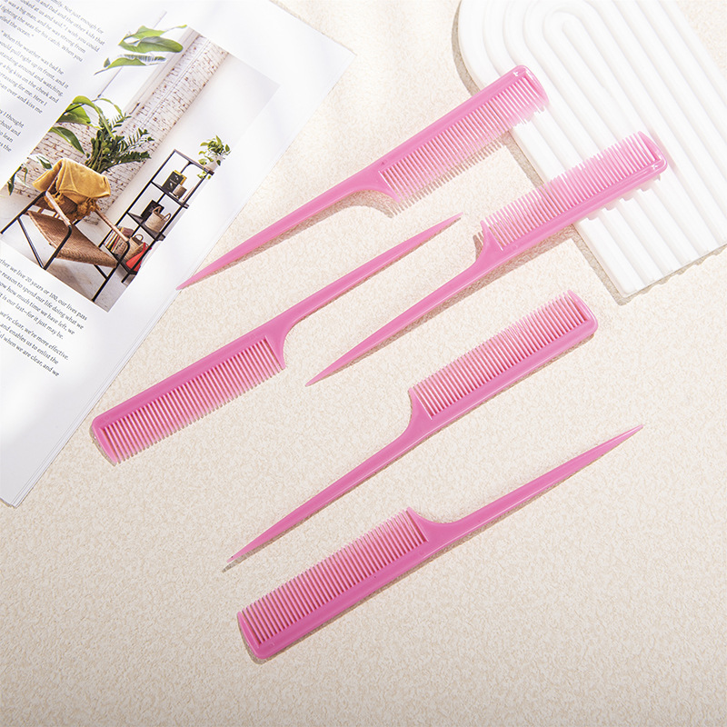 Color Long Tail Hairdressing Hair Comb Pointed Tail Comb Candy Color Plastic Makeup Comb Flat Head Comb Makeup Tools