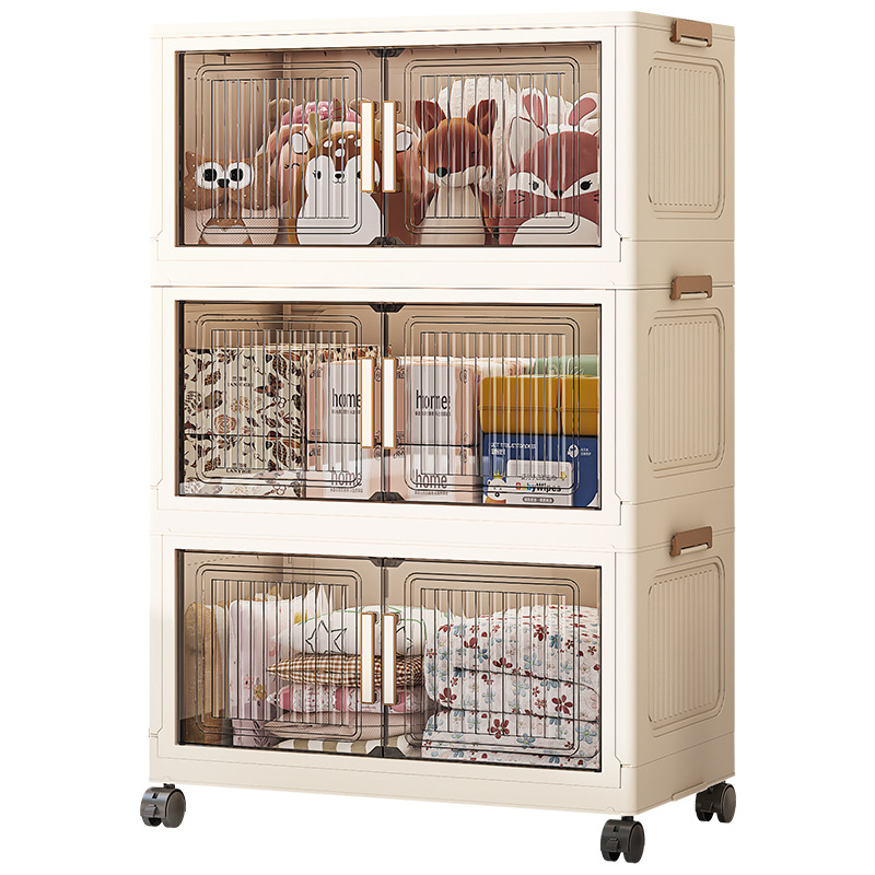 40-80 Wide Foldableing Storage Cabinet Household Multi-Layer Storage Rack Installation-Free Plastic Baby and Kidsren's Toy Storage Cabinet