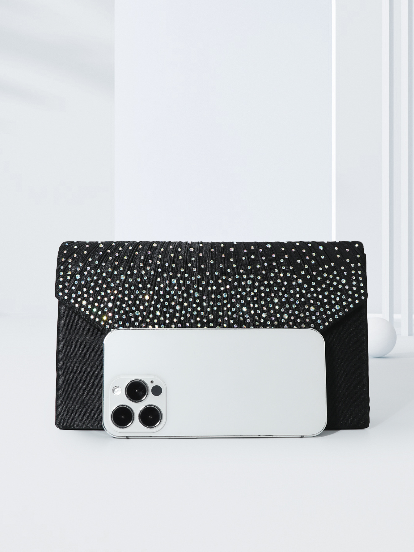 Cross-border Women's One-shoulder Banquet Bag Japanese Style Dress Bag Flip Cover Color Rhinestone Black Hand Bag Fashionable Evening Bag