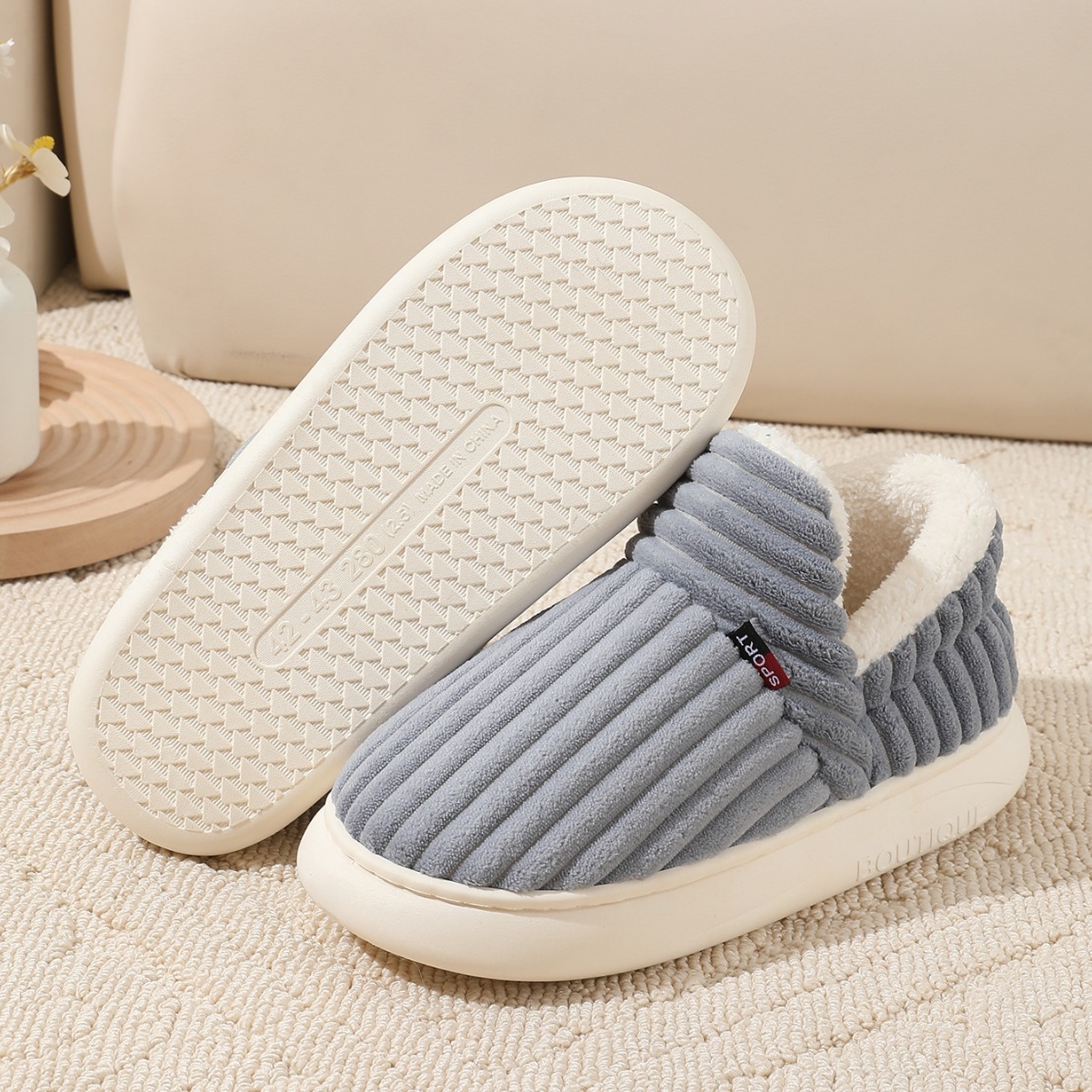 Thick-soled cotton slippers women's popular indoor home comfortable warm outdoor wear cold-proof non-slip cotton shoes men's winter