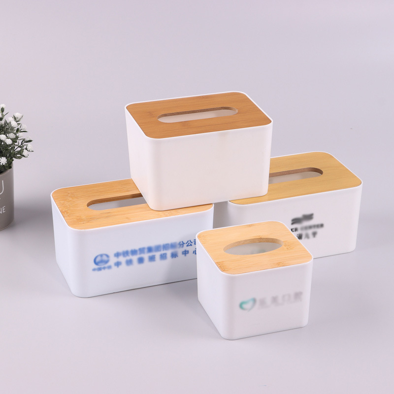 Square advertising tissue box desktop storage paper box living room dining room plastic tissue box custom printable LOGO