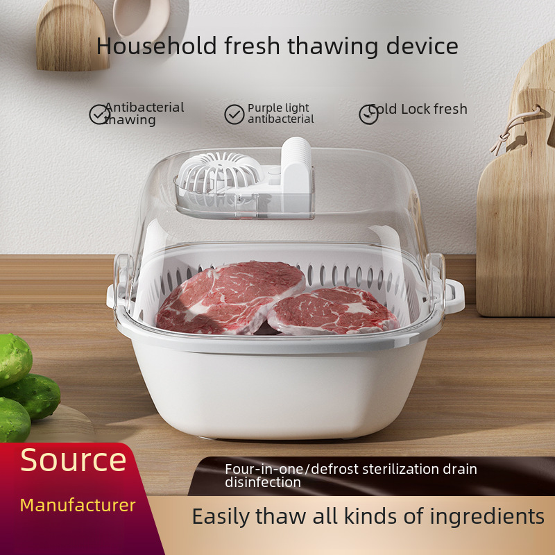 Cross-border four-in-one thawing device household kitchen food thawing machine fresh-keeping dustproof convenient ice thawing device