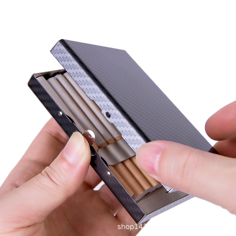 Factory leather cigarette box men's portable 20 thick and thin dual-use cigarette box metal protective box wholesale Y-31