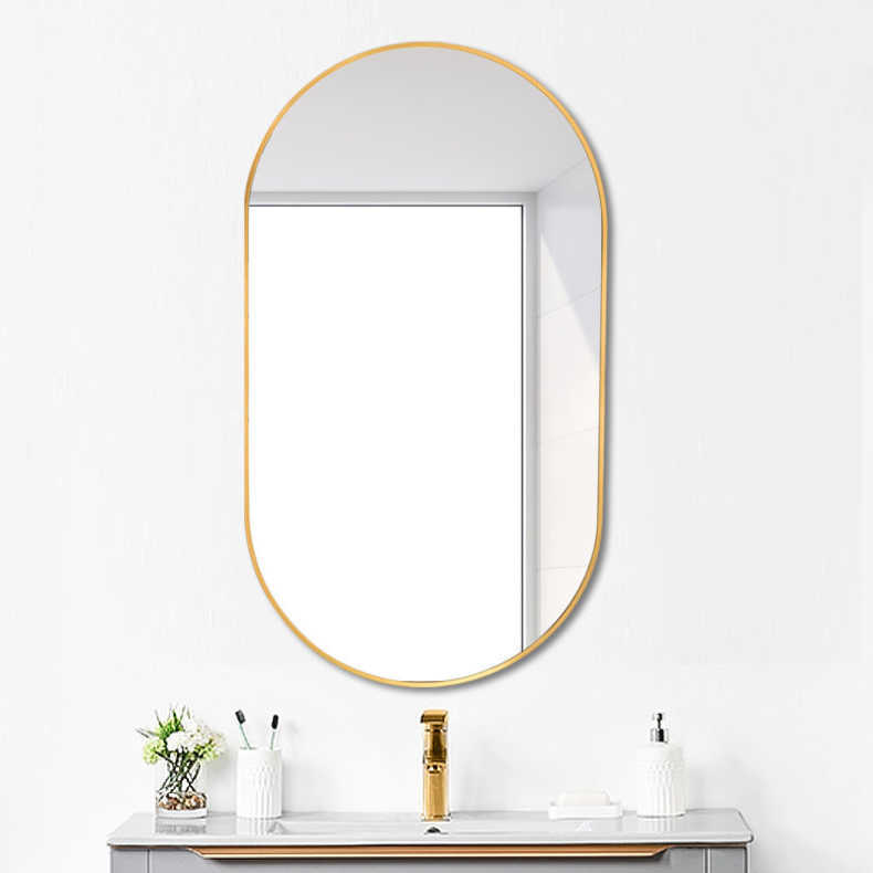Factory Direct Sales Bathroom Mirror Oval Bathroom Mirror Wall-Mounted Hotel and B&B Aluminum Alloy