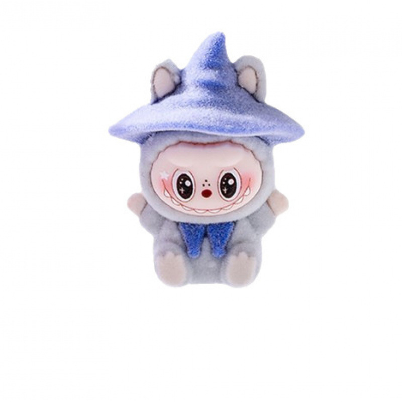 Popular Cute Trendy Macaron Color Flocked Labubu Ornaments Pvc Jewelry Accessories Mini Doll Small Ornaments
