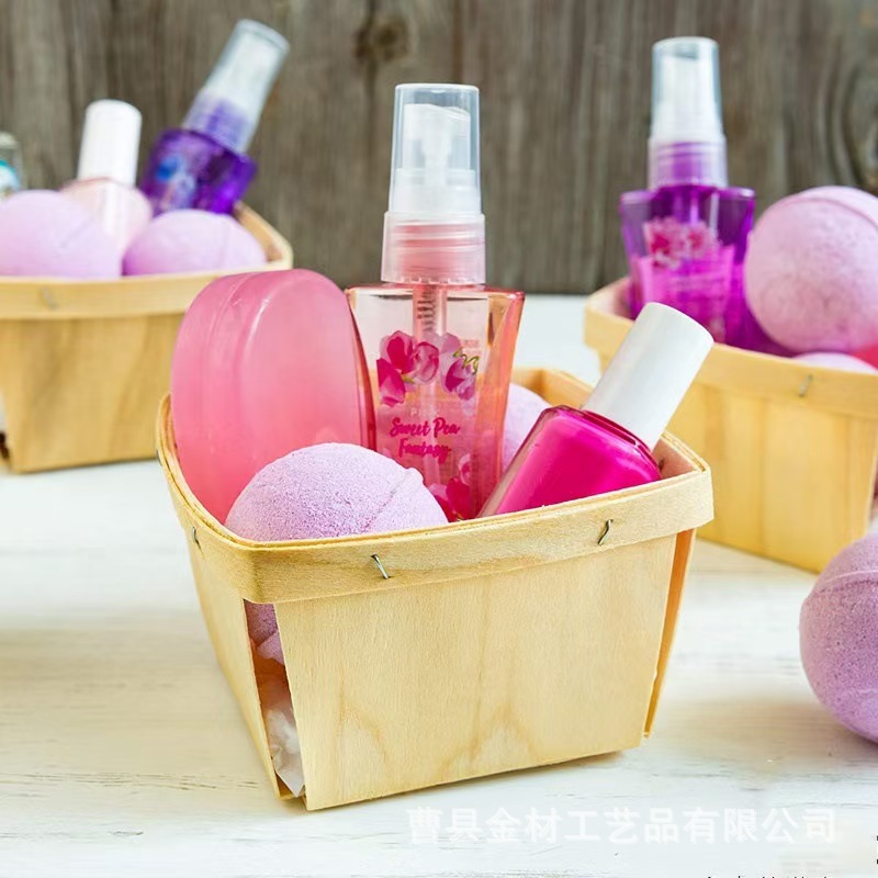 Квадратная тонкая поплиновая деревянная корзина для ягод, дешевая экспортная одноразовая деревянная корзина для свадьбы