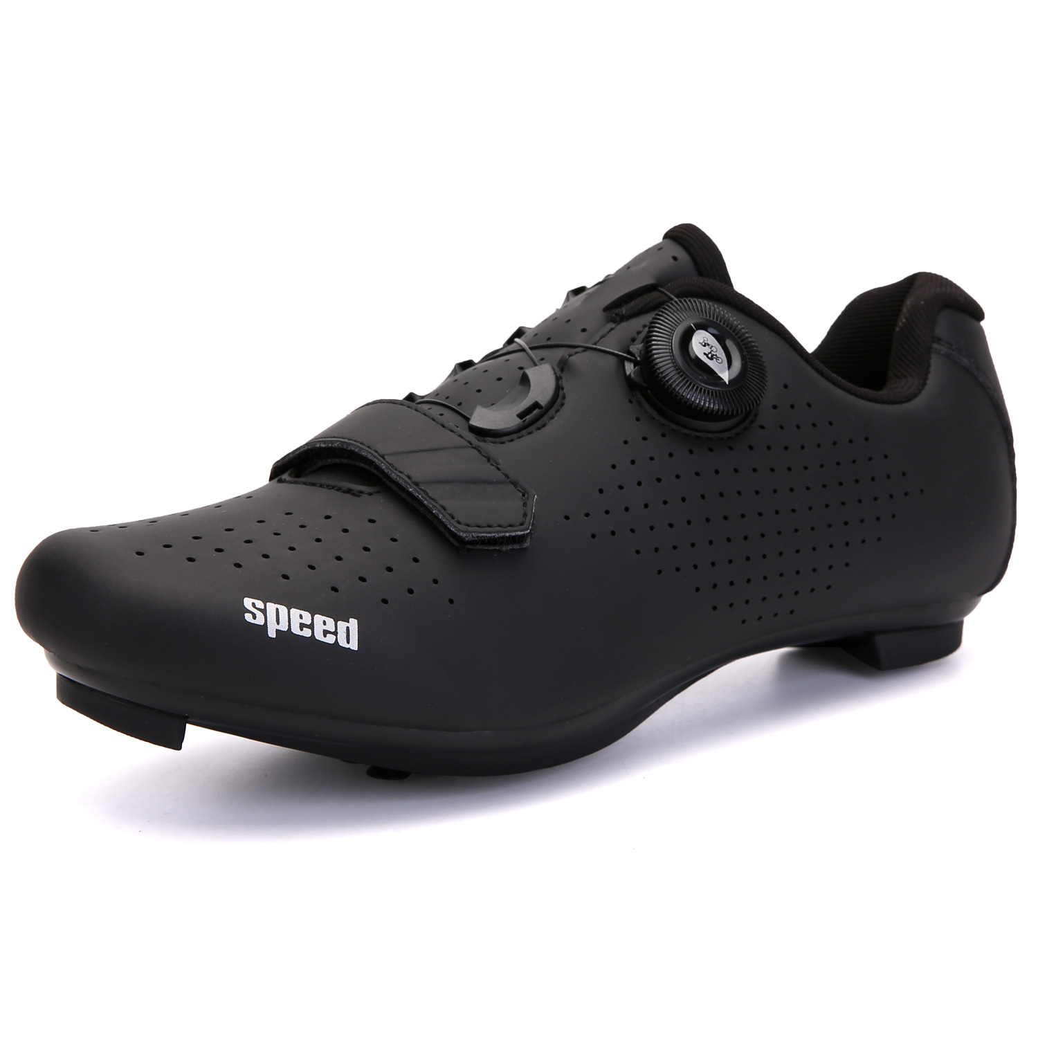 Road mountain men's and women's locked bicycle lockless shoes hard bottom dynamic bicycle riding shoes gym black 896